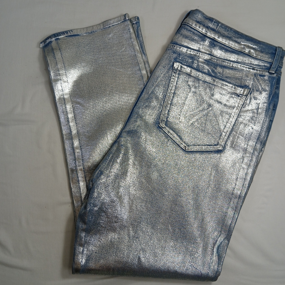 a.n.a Metallic Silver Straight Leg Jeans